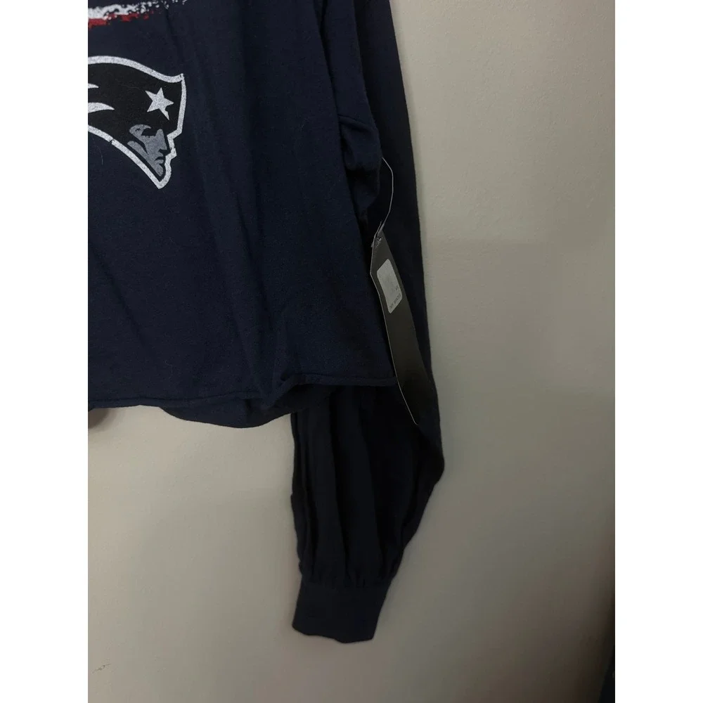 Majestic New England Patriots Drake Maye Women M Navy Crop Long Sleeve NWT